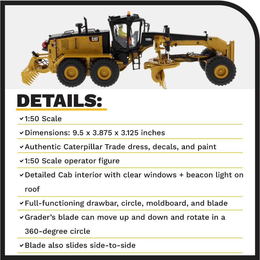 CAT 16M3 MOTOR GRADER 1/50スケール Amazon.com: 1:50 Caterpillar 16M3 Motor Grader - Diecast Masters